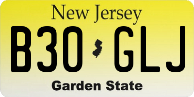 NJ license plate B30GLJ