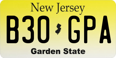 NJ license plate B30GPA