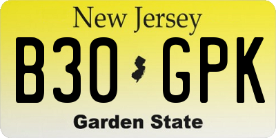 NJ license plate B30GPK