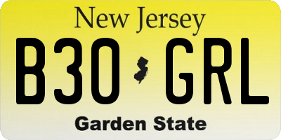 NJ license plate B30GRL