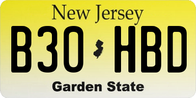 NJ license plate B30HBD