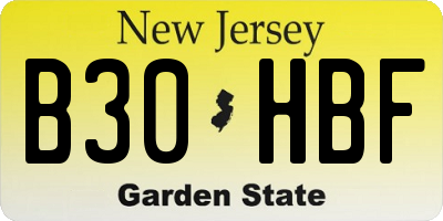 NJ license plate B30HBF