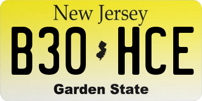 NJ license plate B30HCE