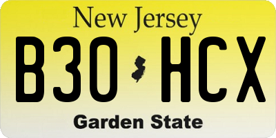 NJ license plate B30HCX