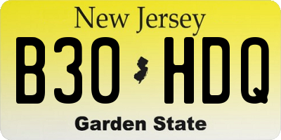 NJ license plate B30HDQ