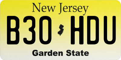 NJ license plate B30HDU