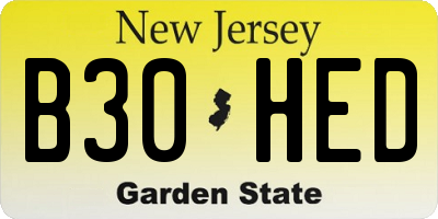 NJ license plate B30HED