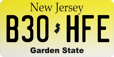 NJ license plate B30HFE