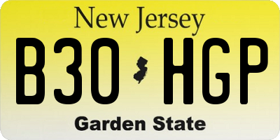 NJ license plate B30HGP
