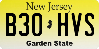 NJ license plate B30HVS