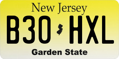 NJ license plate B30HXL