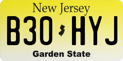 NJ license plate B30HYJ