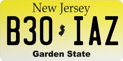 NJ license plate B30IAZ