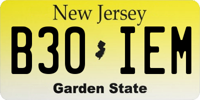 NJ license plate B30IEM