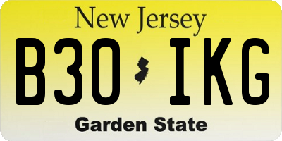 NJ license plate B30IKG