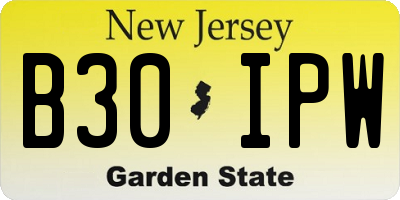 NJ license plate B30IPW