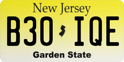 NJ license plate B30IQE