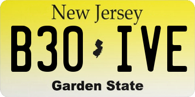 NJ license plate B30IVE