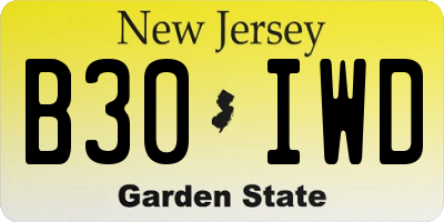 NJ license plate B30IWD