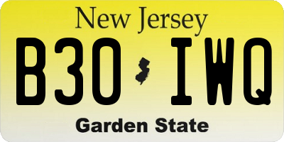 NJ license plate B30IWQ