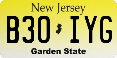 NJ license plate B30IYG