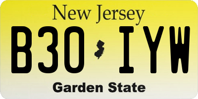 NJ license plate B30IYW
