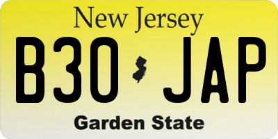 NJ license plate B30JAP