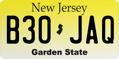 NJ license plate B30JAQ