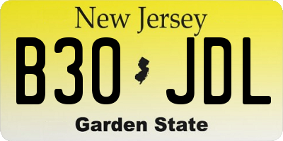 NJ license plate B30JDL