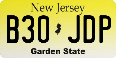 NJ license plate B30JDP
