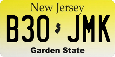 NJ license plate B30JMK