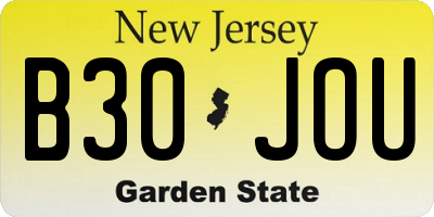 NJ license plate B30JOU