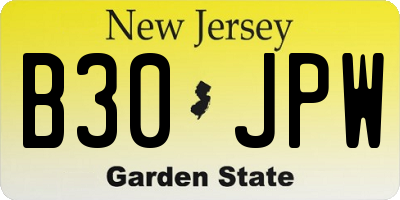 NJ license plate B30JPW