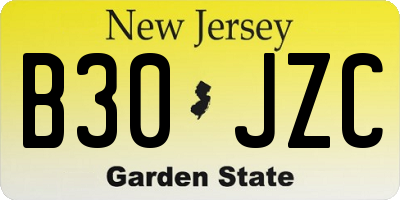NJ license plate B30JZC