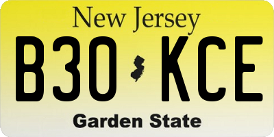 NJ license plate B30KCE
