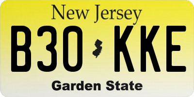 NJ license plate B30KKE