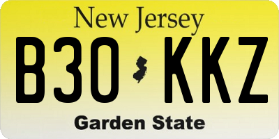 NJ license plate B30KKZ
