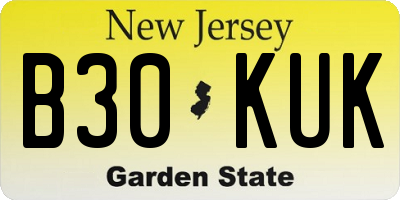 NJ license plate B30KUK