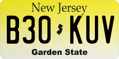 NJ license plate B30KUV