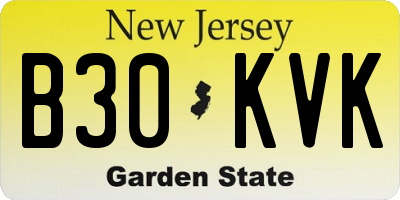 NJ license plate B30KVK