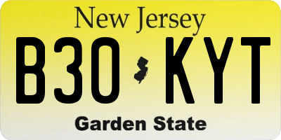 NJ license plate B30KYT