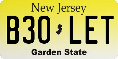 NJ license plate B30LET