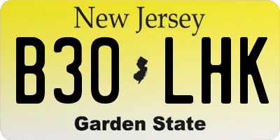 NJ license plate B30LHK