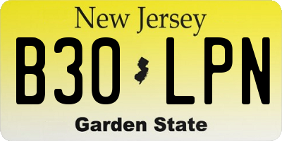 NJ license plate B30LPN