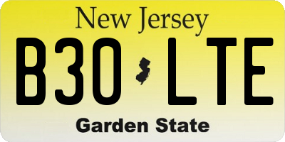 NJ license plate B30LTE