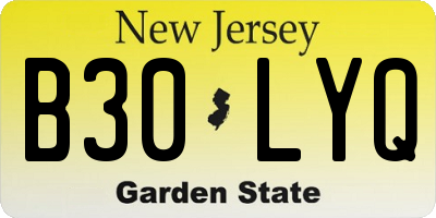 NJ license plate B30LYQ