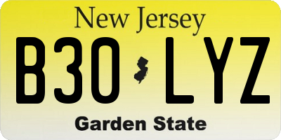NJ license plate B30LYZ