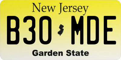 NJ license plate B30MDE