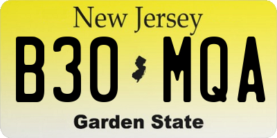 NJ license plate B30MQA