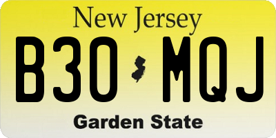 NJ license plate B30MQJ